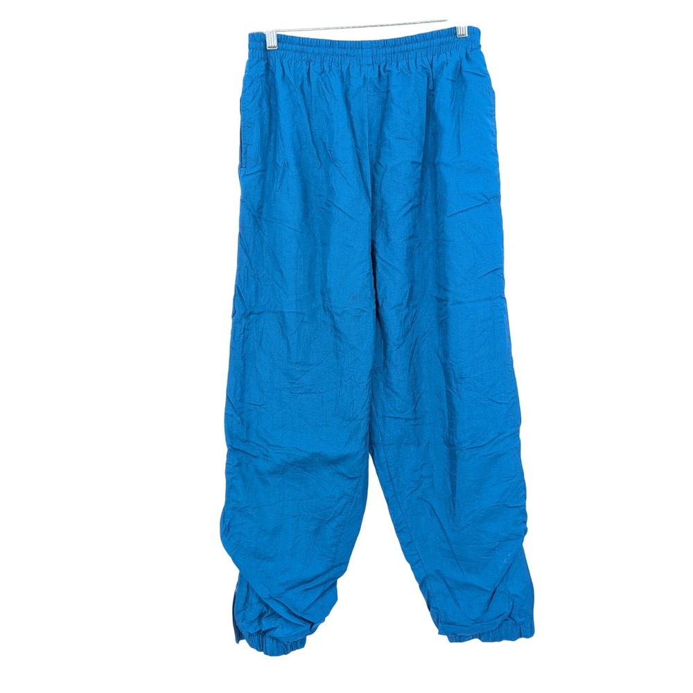 Vintage 80s Bold Spirit Electric Blue Nylon Track Pants Jogger‎ Windbreaker Sz M